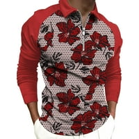 Muška bluza Geometrijski printirani modni sportovi rever s patentnim zatvaračem Dugi rukav Top muških redovito uklapajući prozračne bluze