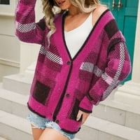 Plus size je jesen zimski kardigan pletena veličina plišana patchwork patl kardigan za žene petite džempere