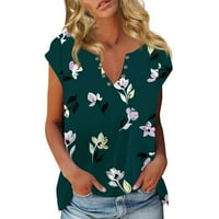 Ballsfhk Ženska modna ljetna casual boho vrhovi cvjetni print kratkih rukava Bluze labavi V izrez T