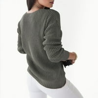 GUBOTARE Fall džemperi za žene Ženski dugi balon rukav CALL CACT V izrez čvrste boje modnih vrhova