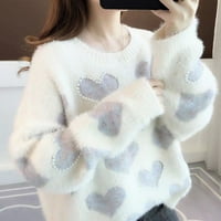 Zimski pad džempera za žene Ženske jeseni i proljeće Vintages Day Love uzorak pleteni džemper Mekani