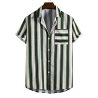 Majice HUNPTA za muškarce Ljeto dugme Dolje Striped tiskane ležerne majice kratkih rukava