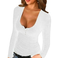 Košulje za žene Trendy grafički čvrsti kvadratni ovratnik s dugim rukavima majica s dugim rukavima The