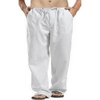 Elastične struke posteljine za muškarce duge hlače sa džepovima i crtačem plaže Yoga pantala