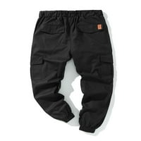 Groanlook muškarci pantalone Solid Boja Jogger Pant nacrtač tereta, muške opremljene dno, casual elastičnog struka Khaki XL