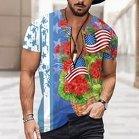 Muška majica Summer Neovisnost 4. srpanj Zastava 3D Štampanje sa zatvaračem Kratki rukav za majice za muški putnik