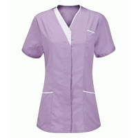 Ženski piling vrhovi klinike Zaštitne medicinske sestre V izrez odjeću njegovateljicu bluza od tunika Labavi fit majice