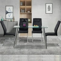 Set modernih trpezarijskih stolica u crnom + PU kožom - FAU kožno obloženo sjedalo s metalnim nogama - šik tapacirana dizajn stolice za kuhinju, dnevni boravak, spavaću sobu, ured - komforno i stilski sjedenje