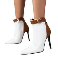 SNGXGN Žene Male kratke cipele sa petom Bočni patentni patentni luk potpora Martin Boots Ležerne prilike ravne cipele za gležnjeve za žene, bijele, veličine 40