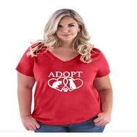 Ženska majica plus veličine V-izrez - usvoji spašavanje životinja