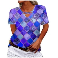 Bazyrey Womens V-izrez Ležerne prilike za blubu za bluzu Žene kratkih rukava Lounike Majice Purple 3xL