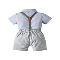 Arvbitana Toddler Baby Boys Gospodin odjeća Dot Print Lapel luk čvor Majica kratkih rukava + Podesivi kašike za rezanje Ležerne prilike elegantne oblačeve odjeće za dijete 12m-5t