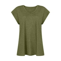 Cleance Summer Beaveless Bluze za žene Jesen V-izrez casual majice Jednobojni gumb Pulover vrhove vojske