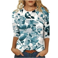 Duks za žene Modni ispisani labavi majica rukava s bluzama okrugli vrat casual vrhovi