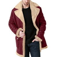 Muškarci plus veličina zimski zatvarač kaput rever ovratnik dugih rukava kožna jakna od vintage zgušnjava