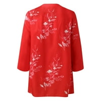 Ženski vrhovi bluza Žene Ležerne prilike, Ležerne prilike, tiskani tine V-izrez vruće prodajne bluze crvene 2xl