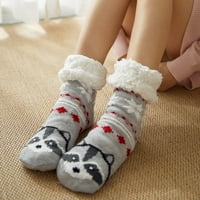 Čarape za žene Božićne ženske pamučne čarape Ispiši debljine proklizačke kat čarape tepihe čarape sive