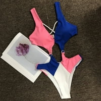 Ženski kupaći kostimi, jednodijelni ženski plus kupaći kupaći kostim, seksi ispisani bikini kupaći kostim-plavi,