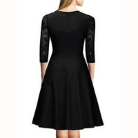 Ženske haljine modni patchwork lubanje čipkave rukavice s rukavima Vintage Party haljina s crnim casual