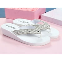 Ymiytan ženske flip-flops plaža sandala sandala na tangama sandale unutarnje vanjske casual perle ljetne cipele bijele 5