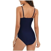 Ženski kupaći kupaći čvrsti sa podlogom prsa bez podzemnih dubokih v Bikini setovi jedno kupanje za žene mornarice xxl