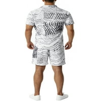 Muška odijela na Havajima, gumb s dugim rukavima od pune boje dolje majice pamučne kratke hlače Ležerne