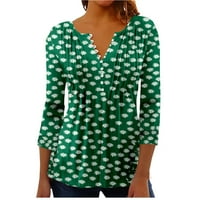 Bazyrey Womens V-izrez ženska cvjetna bluza s kratkim rukavima Summer Casual Tunic majica zelena xl