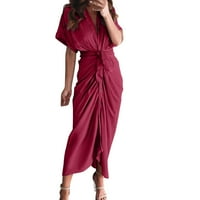 Ležerne haljine Ženski ljetni šifon dugačak haljina kratkih rukava temperament sa visokim strukom Duga