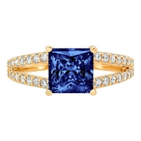 2.48ct princeza rez plavi simulirani tanzanite 18k žuti zlatni rezving Izjava bridalne godišnjice Angažovanje vjenčanog prstena veličine 8,75