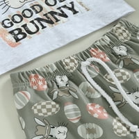 Dojenčad ljetna odjeća odjeća Pismo Bunny Print Crew vrat bez rukava i elastične strugove
