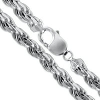Sterling Silver Heavy Diamond-rezan lanac užasnica Čvrsta Italija Muška ogrlica 24 Nakit
