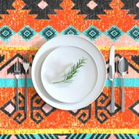 Pamuk Satens Stolcloth, 90 kvadrat - živopisno kilim plemenskim bojama Geometrijska tekstura Ispiši posteljinu od prilagođenog tablice pomoću kašika