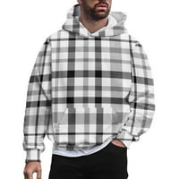 Hoodies Qiaocaity za muškarce Duks s kapuljačom s kapuljačom Retro Print Casual Sports Dugi rukav pulover