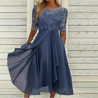 Tking Fashion Plus size Ženska haljina šifon elegantna čipkasta patchwork haljina izrezana duga haljina