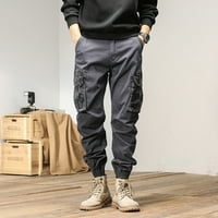 SHPWFBE Cargo hlače s modnim labavim pamučnim plusom džep čipke zadebljajući ukupne radne pantalone za muškarce muške joggere sa džepovima