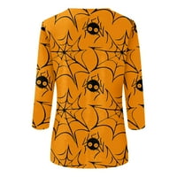 APEPAL ženska modna majica za o-vrat s tiskanim ležernim labavim prevelikim vrhovima narančasta 2xl