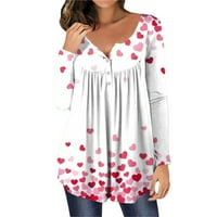 Ženski vrhovi ženske majice s dugim rukavima Žene modne dugih rukava Love Ispis T košulje Dugme Top