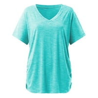Plus veličine za žene kratkih rukava V izrez obični u boji meko labavi ugradnju ljetnih majica