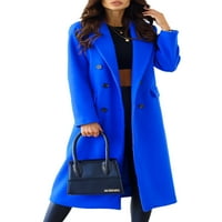 Grianlook Ženska odjeća isključuju ovratnik dvostruki dvostruki kaput dame modne prenose casual običan plavi l