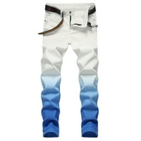 Penkiiy muns traperice Muške Ležerne prilike na otvorenom Proljetne pantalone Zipper Tie-Dye Gradient Jeans Plave hlače