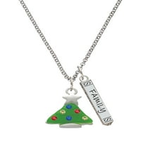 Delight nakit Silvertone zelena božićna drvca sa kristalima Silvertone Obiteljski bar šarm ogrlica,