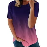 Ljetne košulje za žene Vintage Tie Dye Print majice Gradijent boja Grafički kratki rukav Ležerna majica