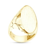 Nugget band ovalni gravizirani prsten za savitke u 14k žuto zlato preko srebra sterlinga, veličine prstena