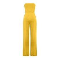 Rewenti ženski modni ljetni solidan bandaget elastični struk džep casual bez rukava žutih 8