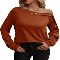 Bomotoo ženski gumbi za ženske majice lagana tee salon lagana od ramena tunika bluza narandžasta 3xl