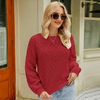 Ženska solidna boja modni casual dizajn osjećaj labav posada pulover džempere za žene pulover džemper