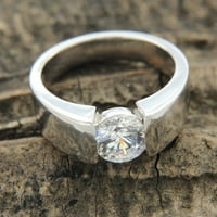 Poshadime 3. Carat Okrugli rezani solitaire Moissanitni prsten - 18k bijeli pozlaćeni angažman muški prsten, veličina prstena-9.5