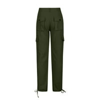 Ženske teretne hlače sa džepom casual joggers hlače Srednja odjeća Y2K modne elastične strugove Womens Work Hlače Joggers Hlače za žene Zimske hlače za žene, XS i vojska zelena
