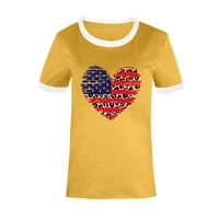 Američka zastava Twirts Day Neovisnost Žene Ljetni vrhovi Ručni rukav Okrugli vrat Loose Dugme Tunic