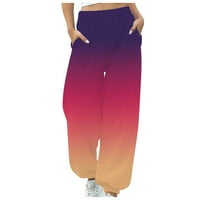 Ženske casual labave sportske pantalone za gledanje pantalona za gležnjeve gradijentne fleke hlače